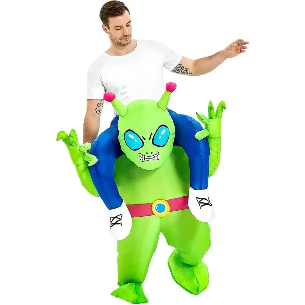 Adult Inflatable Alien Ride-On Blow-Up Halloween Costume Suit | Lightweight Polyester, Quick Inflation, Funny, Easy to Wear, Includes Blower Fan, Portable for Men & Women(Gift)
