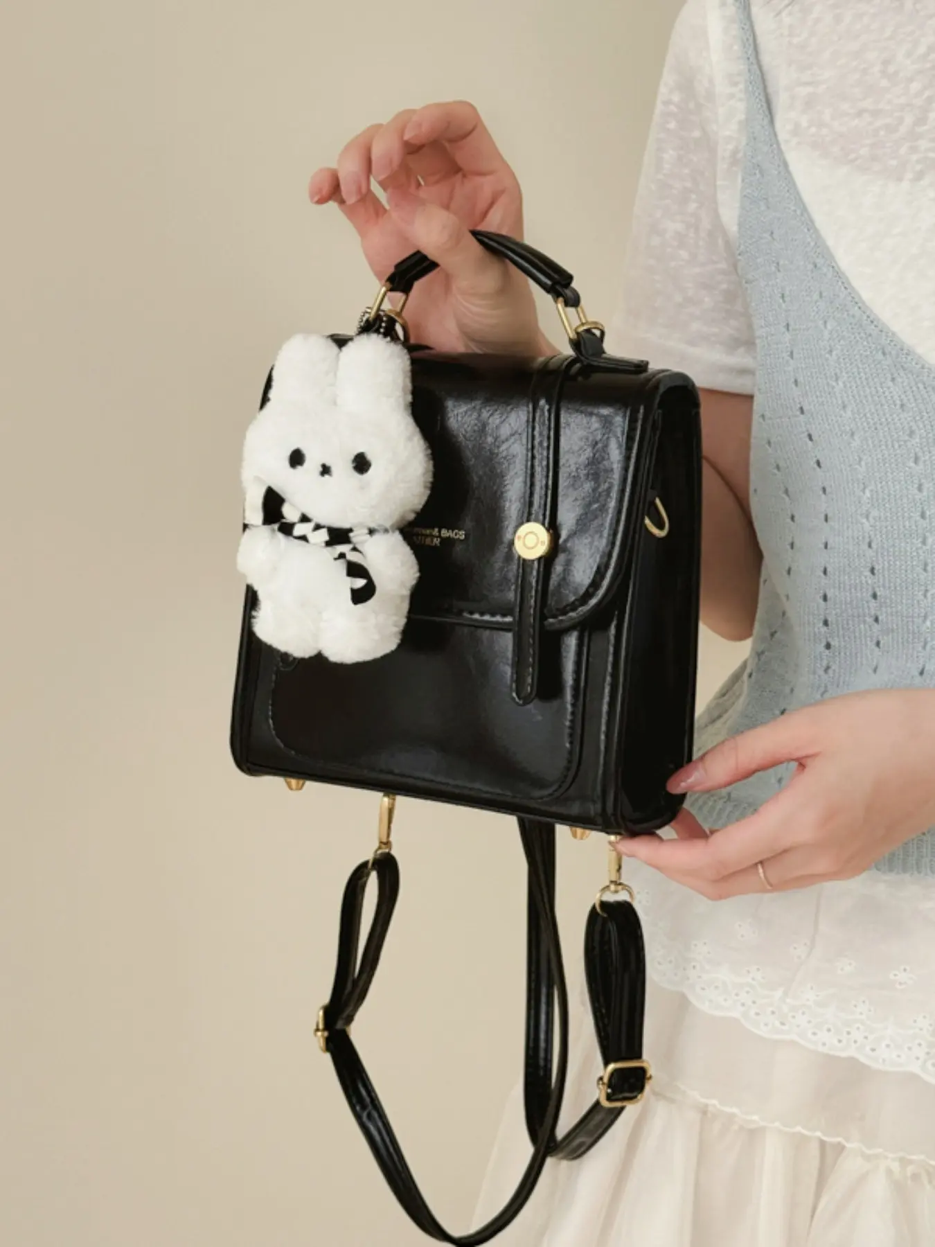 Women's College Style Small Backpack, Vintage PU Convertible Crossbody Bag, Elegant Mini Shoulder Bag for School, Travel, Daily Use