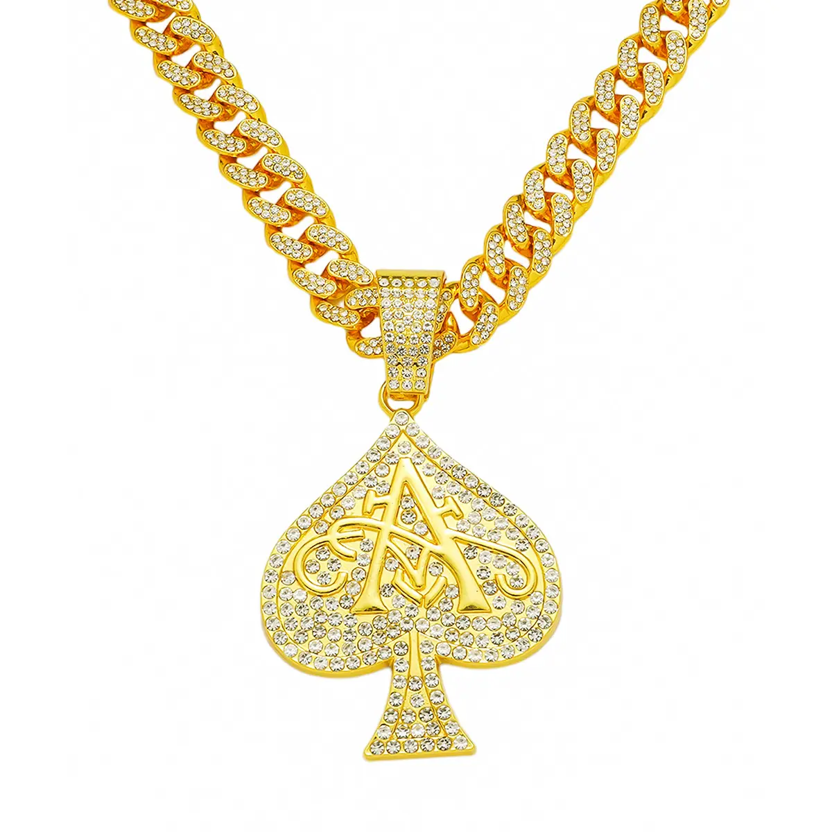 New Hip-hop Accessories Peach Heart A Letter Pendant, Men's Street Hip-hop Style Necklace Trendy Jewelry