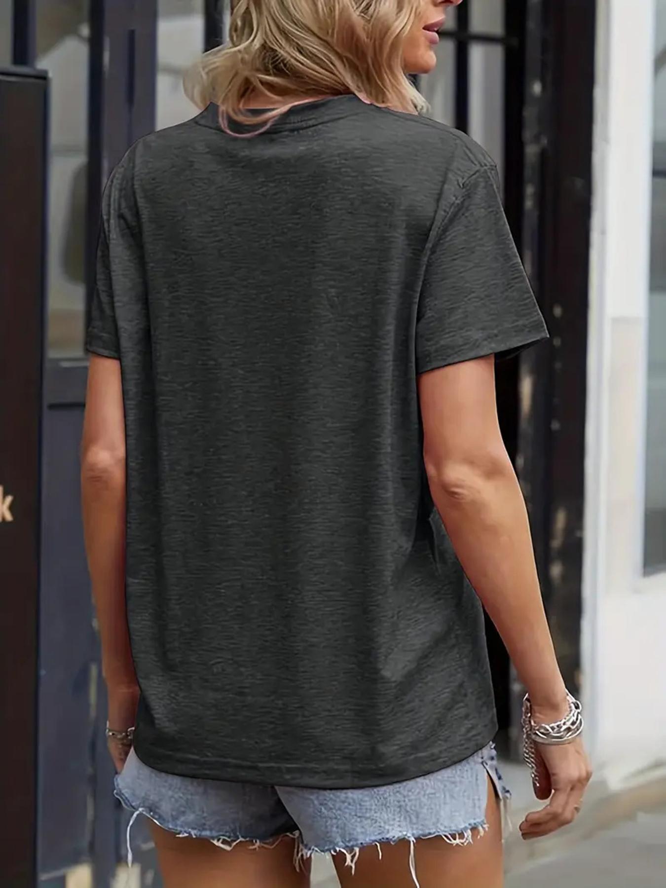 Women's Turtle Print Round Neck Tee, Fashion Casual Short Sleeve T-shirt, Ladies Summer Clothes for Daily Wear