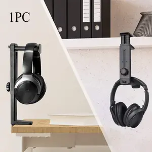 2-in-1 Heavy-Duty Headphone Stand/Hanger with Adjustable Height and Rotating Clamp – Space-Saving Desk Mount with Cable Management