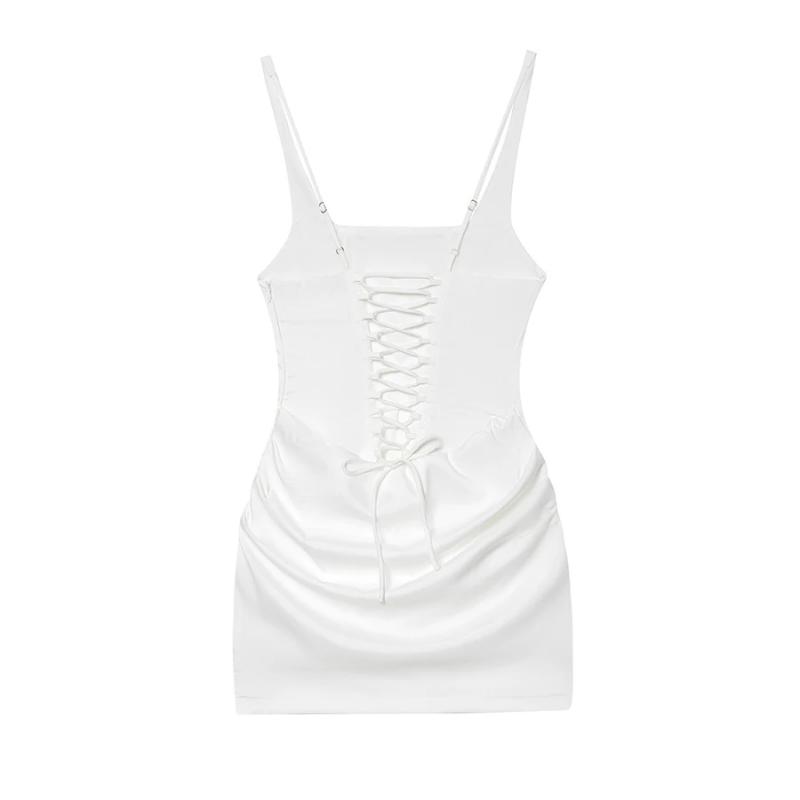 Aria Muse French Style Women Ruched Short Dress Fashion Summer Party Evening Gown Spaghetti Strap Bodycon Sexy Bandage Corset Mini Dress