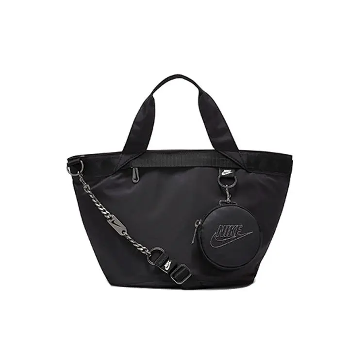Nike Women's Casual Minimalist Large-Capacity Fabric Chain-Clasp Tote Bag in Black