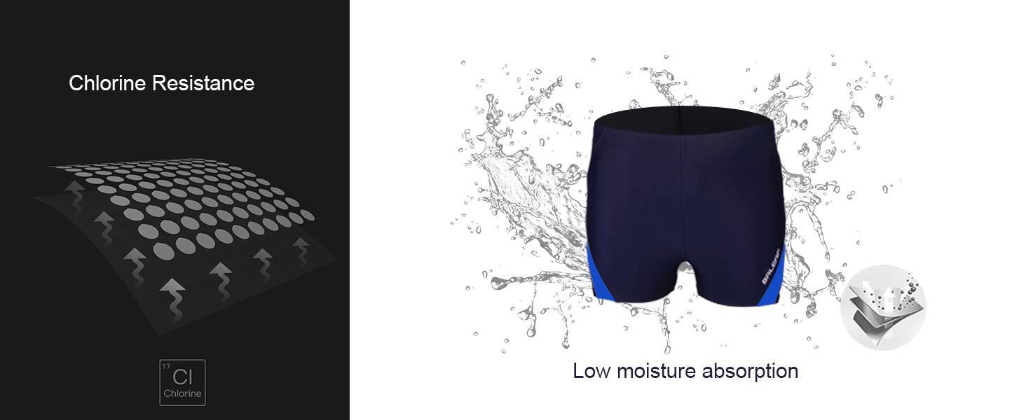 BALEAF Men's Square Leg Swim Jammers Athletic Durable Splice Swimsuit for Lap Swimming and Team Training