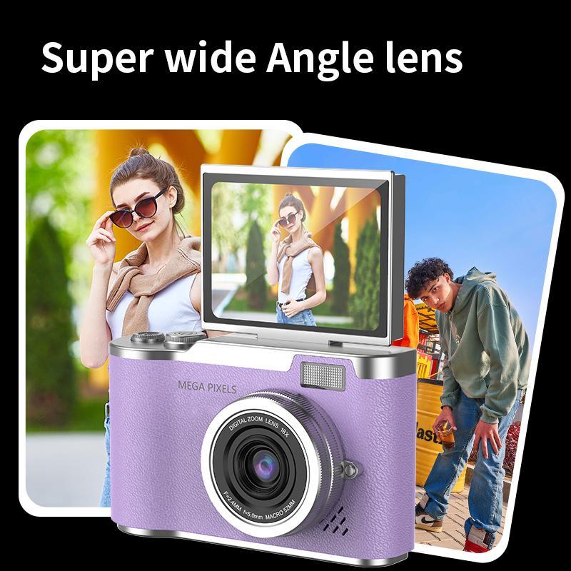 HD Digital Camera, 2.4 Inch Flip Over Display Screen Digital Compact Video Camera for School Photography, Outdoor Camera