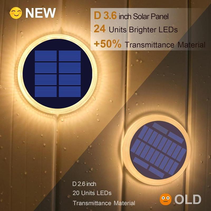 Large Round Blue and Warm Light Solar Ground Light, IP68 Waterproof Garden Decor, Automatic Outdoor Solar Deck Light for Pathways and Patios, 4/6 Pack with 30 LED for Long Lasting Illumination