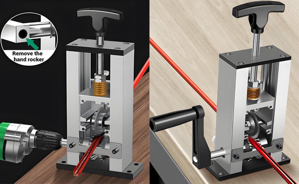 Upgrade double springs Manual Wire Stripping Machine Drill-Powered Copper Wire Stripper Tool for0.04"-1" Scrap Copper Portable Wire Stripping Machine for DIY and Recycling