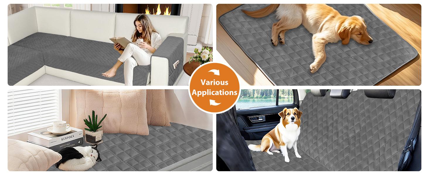 Waterproof Corner Sectional Couch Covers for Dogs Pet L Shape Sofa Cover Washable Velvet Large Couch Cushion Protector for Sectional Sofa Non Slip U Slipcovers (Dark Grey, X-Large)