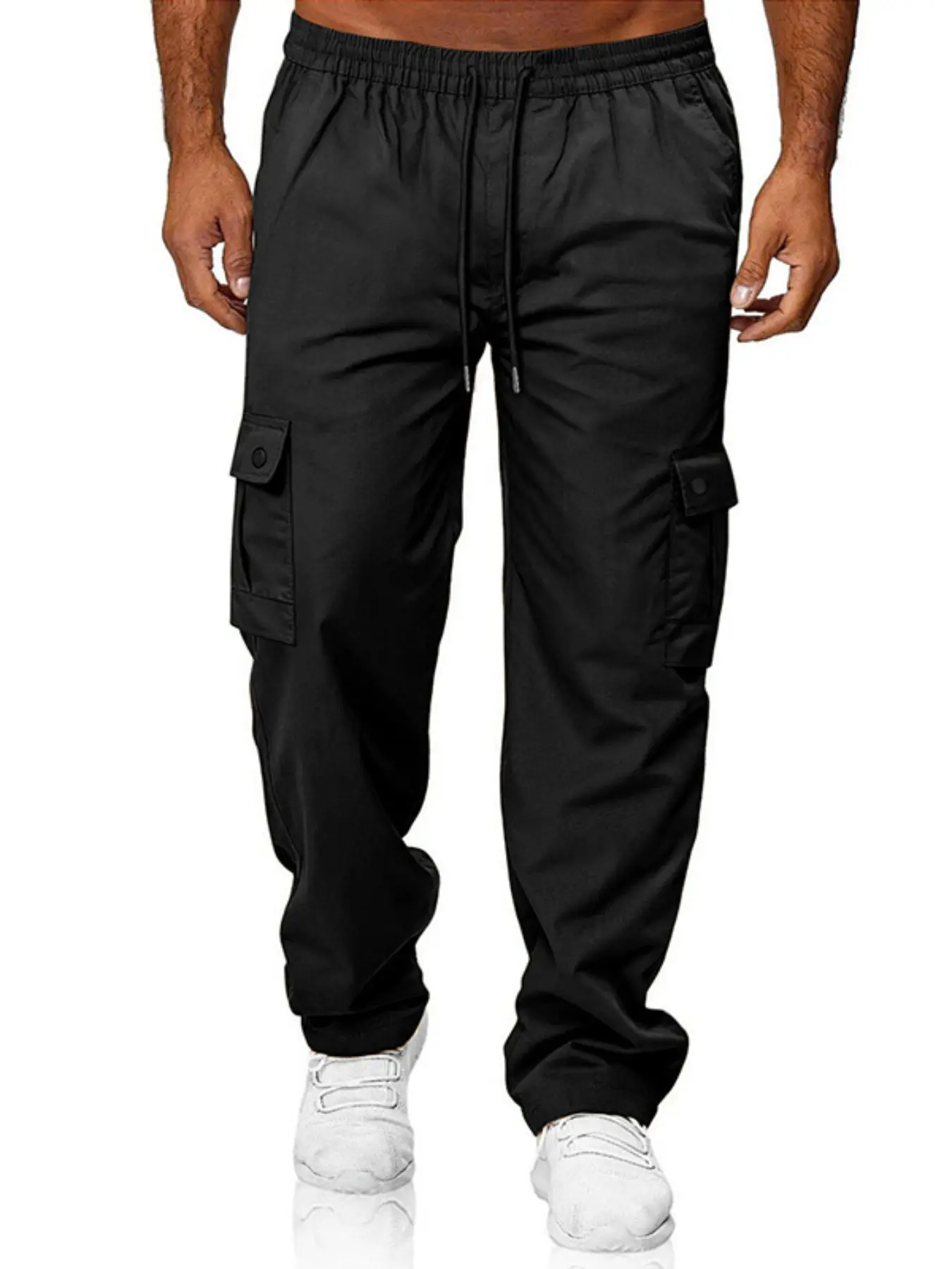 Men's Amish Style Loose Fit Casual Workwear Pants, Cargo Slacks, Multi-Pocket Straight Leg Long Trousers, Simple Design for Fall Season