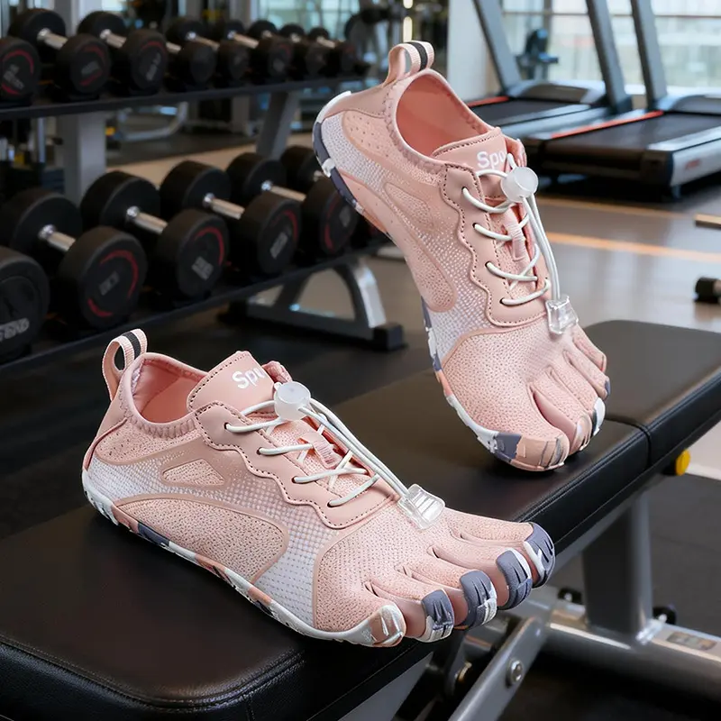 5 Finger Shoes for Men & Women, Below Ankles Synthetic PU Sporty Training & Gym Shoes, Split-Toe Barefoot Footwear for Yoga, Beach Wading, Female Shoes