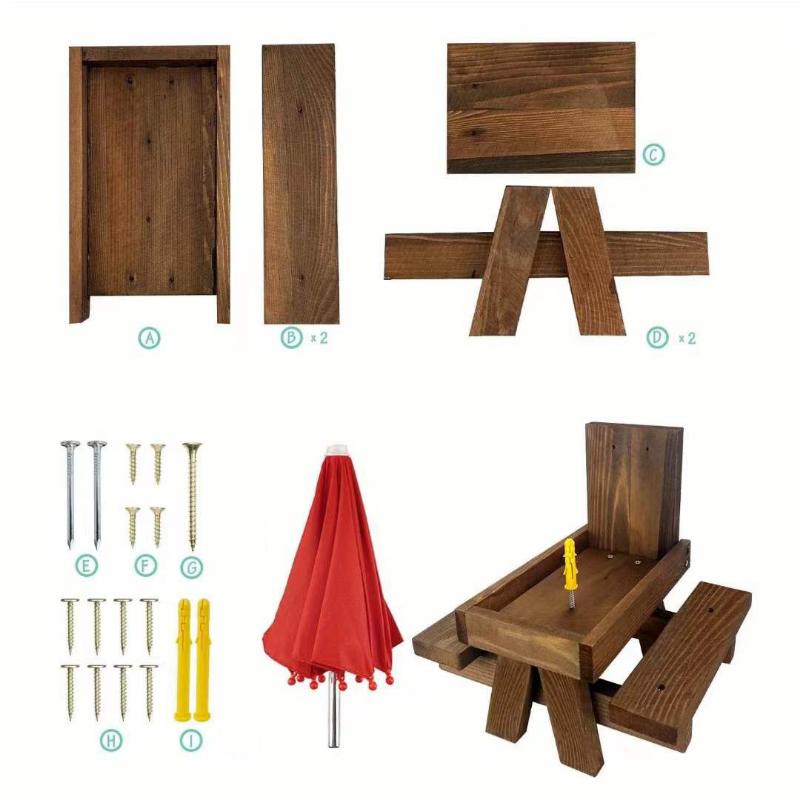 Wooden Squirrel Feeder with Umbrella, Durable Corn Cob Stand, Suitable for Chinchillas