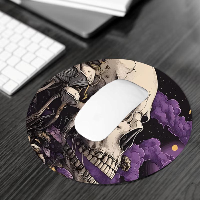 Skull & Mushroom Pattern Mouse Pad, Large Gaming Mouse Pad, Aesthetic Desktop Decoration Protective Pad, Non-slip Rubber Pad for Laptop, Desktop Computer Games