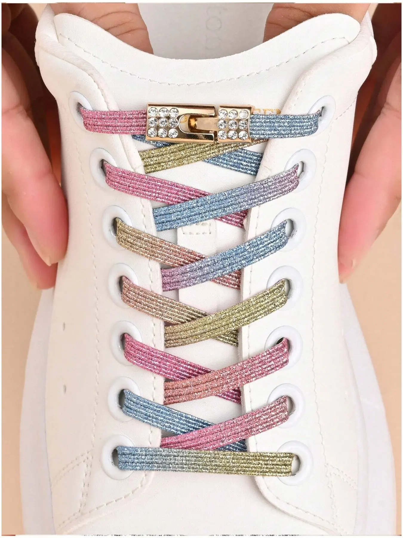 Shiny Rhinestone Elastic Shoelaces, Fashion Decorative Shoe Buckles, Unisex Canvas and Sports Shoes, Casual All-Season Accessory