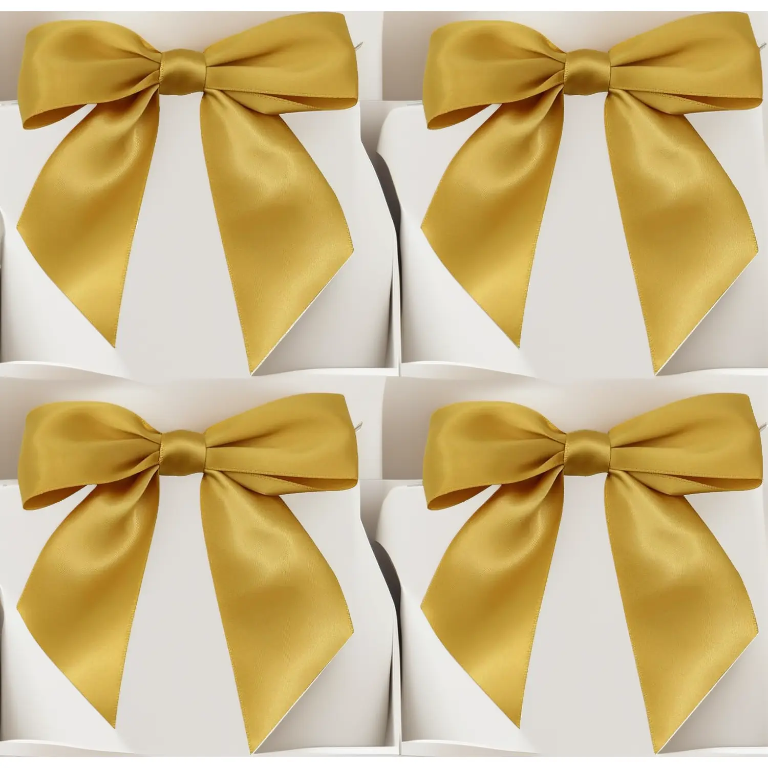 5.5in Premade Satin Twist Tie Ribbon Bows - 30 PCs DIY Craft Decorations for Gift Wrapping, Candy Bags (Gold), 5.5 Inches
