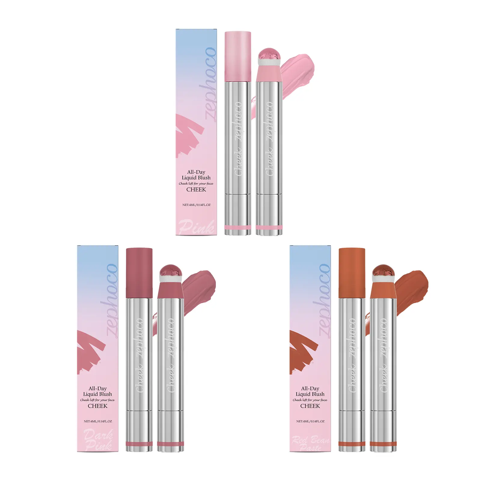 Zephoco Liquid Blush Highlighter Lip Tint Multi Use Makeup, Hydrating Watery Texture Transfer Resistant Non Cup Stain 3 In 1 Contour Blush Highlight Lip Gloss Daily Multi-Function Face Cheek Lip Cosmetic