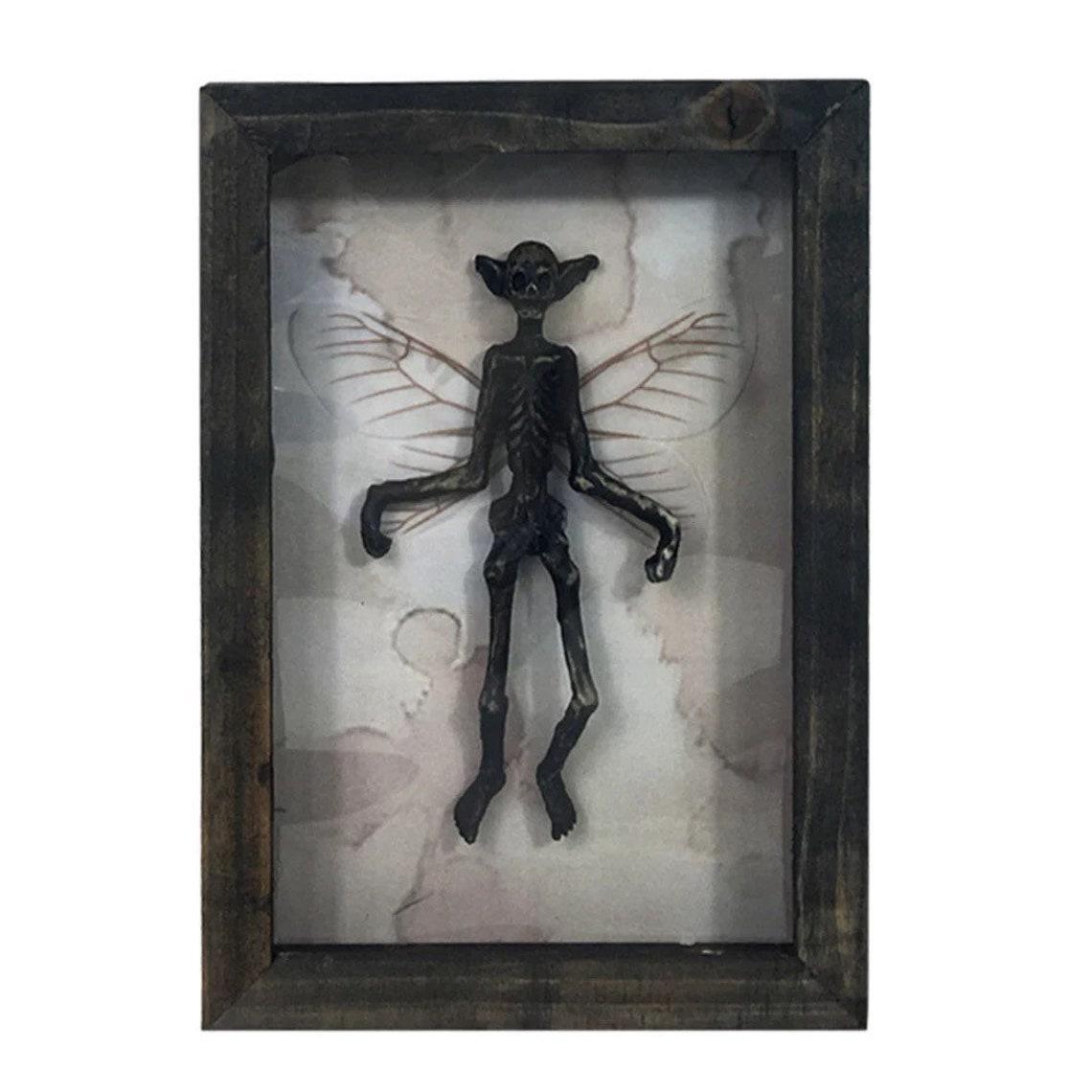 Gothic home decor Mummified fairy Fairy skeleton Witchy decor Fairy specimen Statue Picture Frames Display Painting 2023