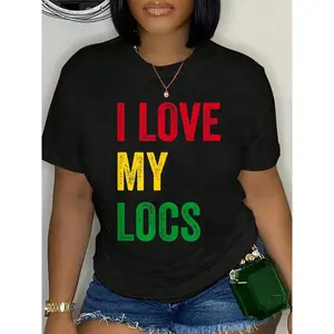 Unisex 100% Cotton Retro Soft Short-Sleeve Casual Fabric I Love My Locs Natural Hair Oversized Crew Neck Sports Top, Classic Comfort Tee Gift