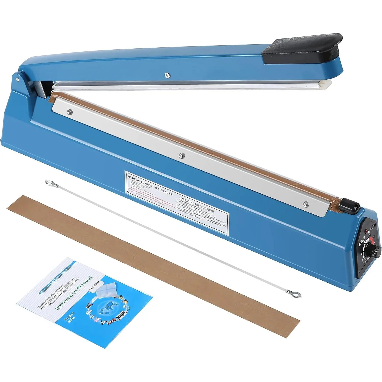 16 Inch Impulse Heat Sealer Manual Bags Sealer Sealing Machine Heating Closer for Plastic PE PP Poly Foil Bags Home Restaurant Food Storage with Extra Replace Element