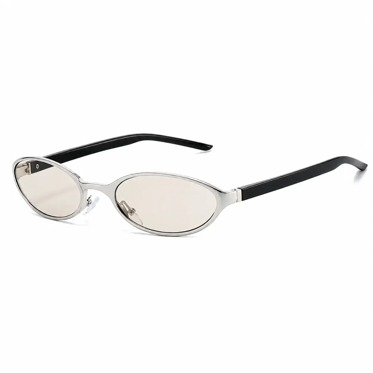 Modern 3-Piece Cat Eye Sunglasses Set Featuring Lightweight Silver Metal Full-Rim Oval Frames with 100% UV Protection, Designed for Unisex Daily Wear, Korean-Inspired Street Style, Comfortable Fit, and Trend-Forward Summer Fashion Accessory