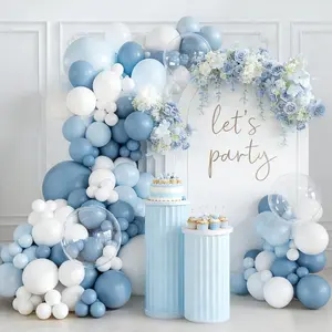Dusty Blue Balloon Arch Kit 138 count Light Blue and White Clear Balloon Arch Garland Kit Include Macaron Balloons for Wedding Birthday  Shower  Bridal Party Decorations