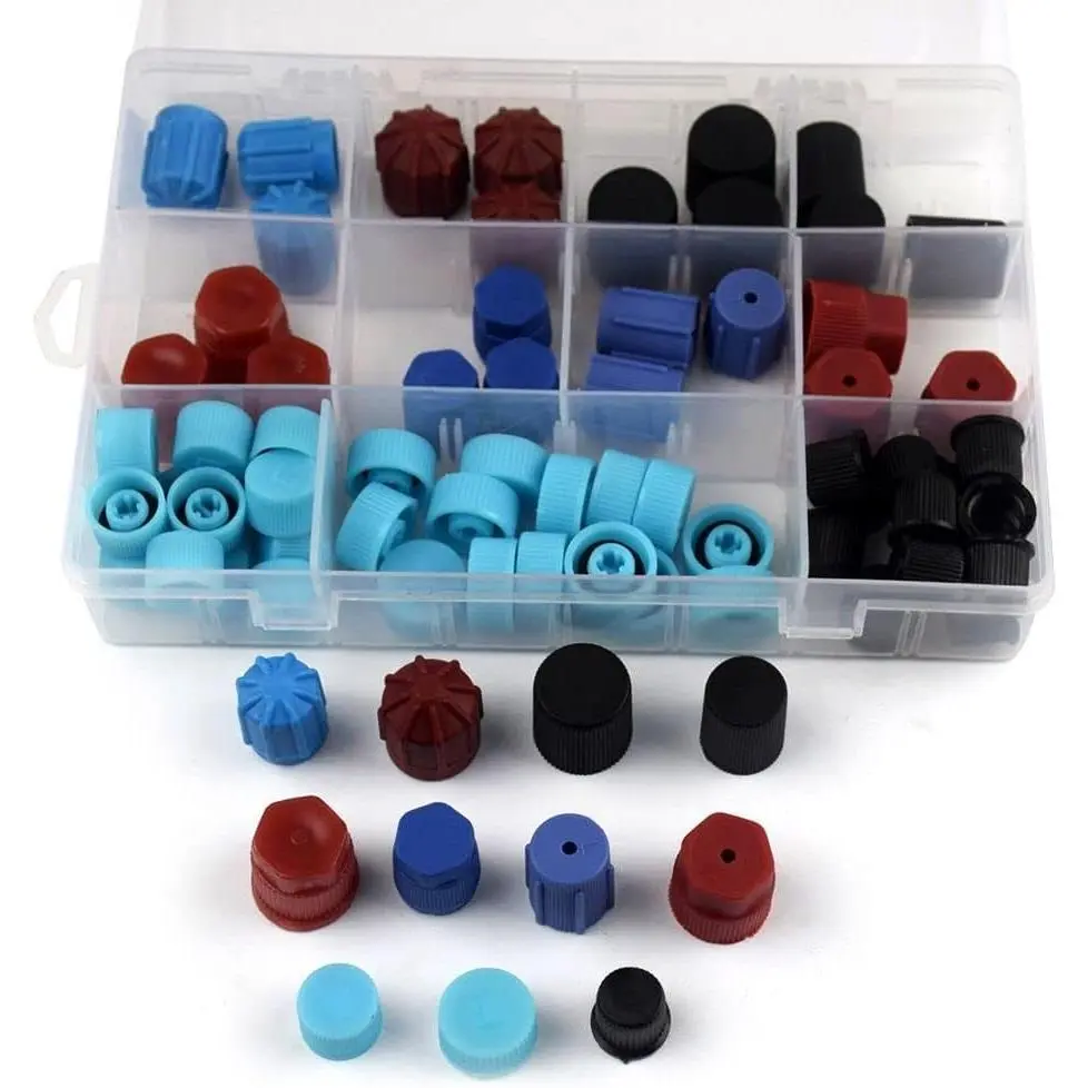 77 Pcs R134a A/C System Valve Core Dust Caps Set, Air Seal Air Conditioning Replacement Caps