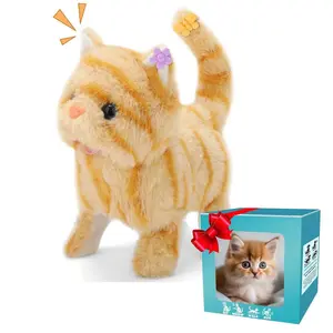 Highly Similar Robotic Cat - Handcrafted Interactive Pet Cat With Soft And Fluffy Fur, Walking, Barking, Wagging Its Tail, Including Gift Box (Battery Not Included).Suitable For Pet Companions/Christmas/Halloween Gifts