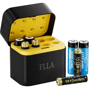 FLLA 8 Slot 1.5V AA 4255mWh +AAA 1512mWh Rechargeable Lithium Batteries Charging box