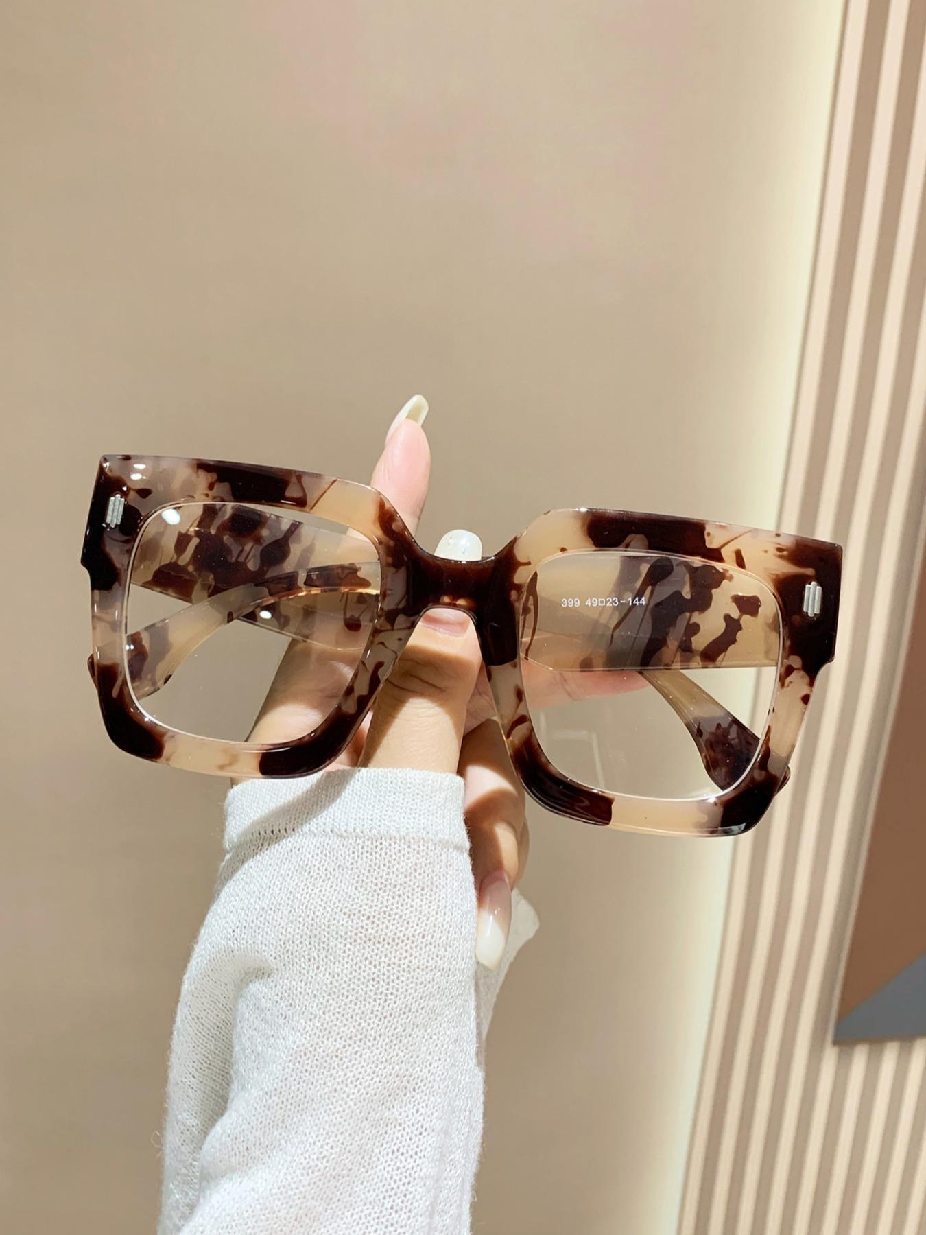 Simple Anti-blue Light Eyeglasses for Everyday Use, All Seasons Square Frame Fashion Eyeglasses, Casual Matching Travel Accessories, Stylish Square Frames, Leopard Pattern Eyeglasses