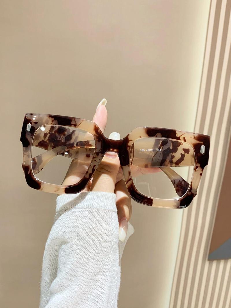 Simple Anti-blue Light Eyeglasses for Everyday Use, All Seasons Square Frame Fashion Eyeglasses, Casual Matching Travel Accessories, Stylish Square Frames, Leopard Pattern Eyeglasses
