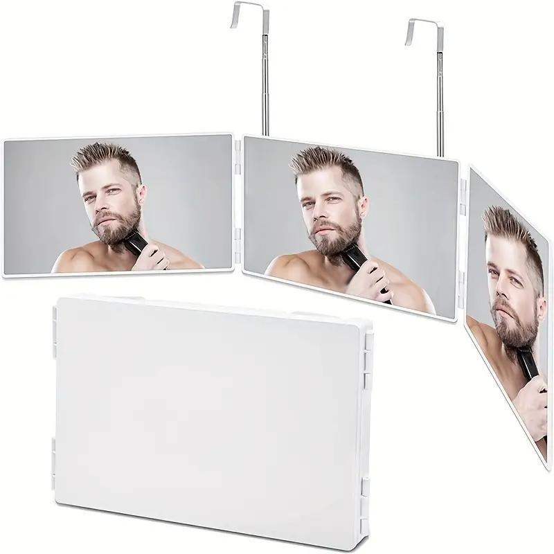 Hanging Foldable Trifold Mirror, 1 Piece Three-sided Folding HD Door Back Hanging Makeup Mirror For Men Women