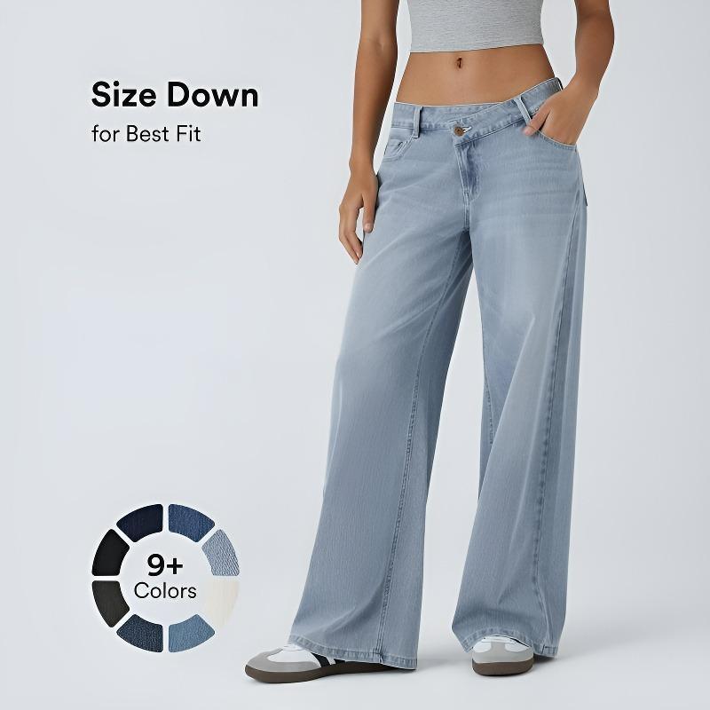 European and American style washed retro straight leg high-waisted wide leg loose drape versatile jeans