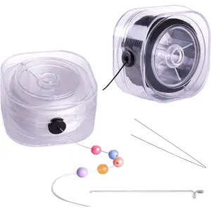 Elastic String for Bracelets, 2 Rolls of 0.8mm Flat Stretch Bracelet Cord, 220 Yards for  Beading, with Storage Case and Beading Tool.