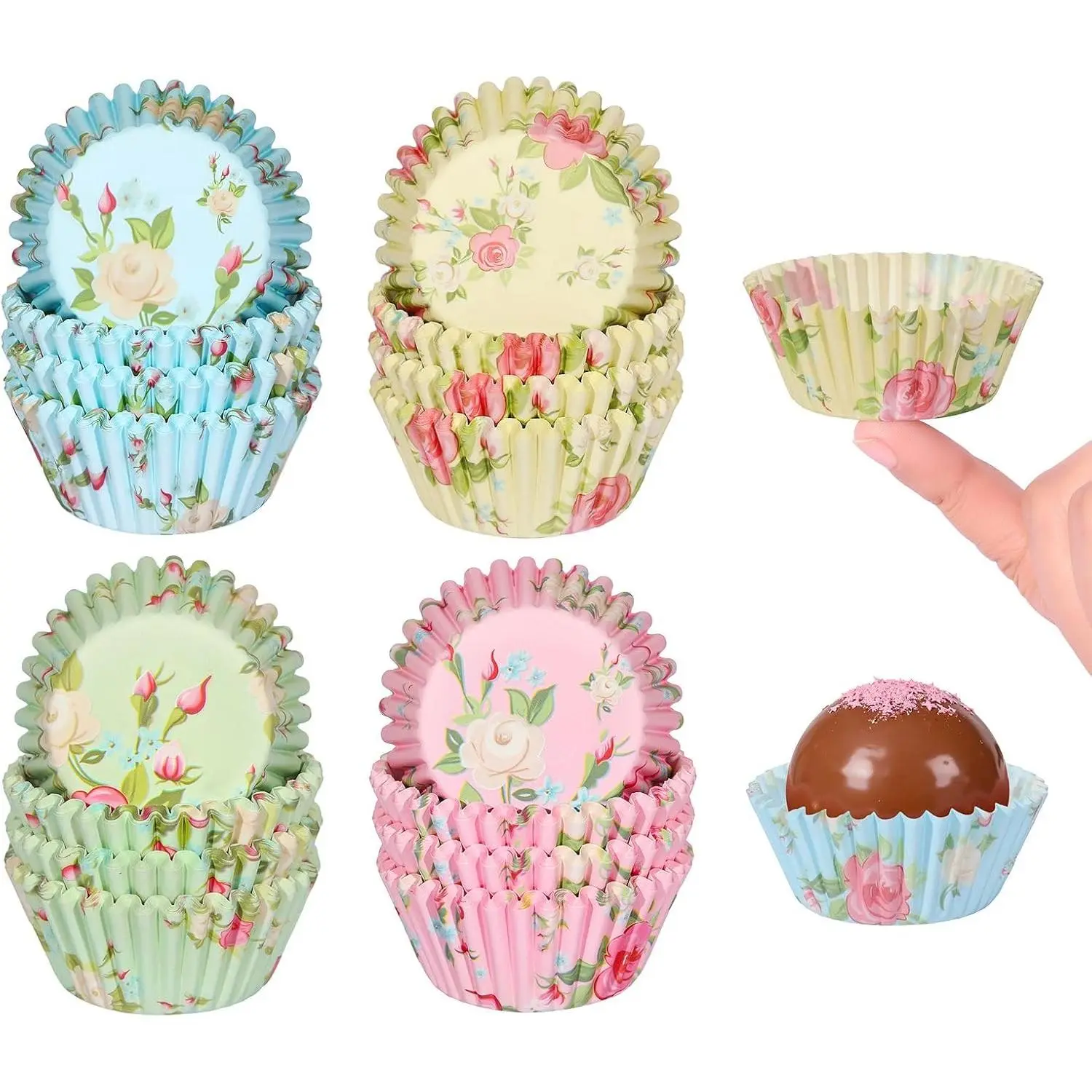 Floral Mini Cupcake Liners 400 Count Colorful Paper Baking Cups  Grade Disposable Cupcake Wrappers Bright Colors Muffin Cups for Wedding Birthday  Party Baking Supplies