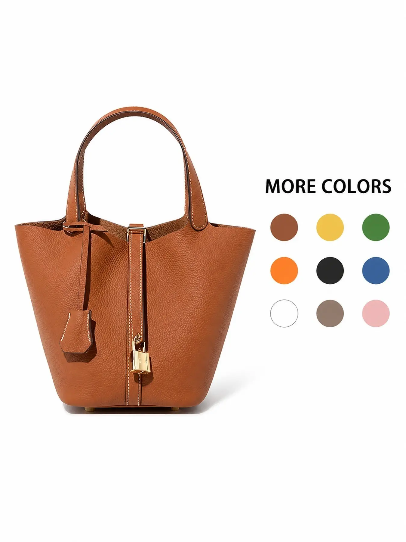 Women's First Layer Cowhide Bucket Handbag, Drawstring Buckle, Soft Urban Minimalist Daily Bag, Elegant and Practical Design