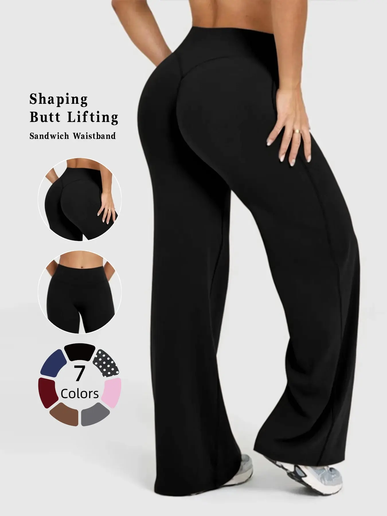 Women's Solid Color Slimming Yoga Wide Leg Pants, Summer Spring, Sweat-Wicking Breathable Fabric, Outdoor Running Gym Wear