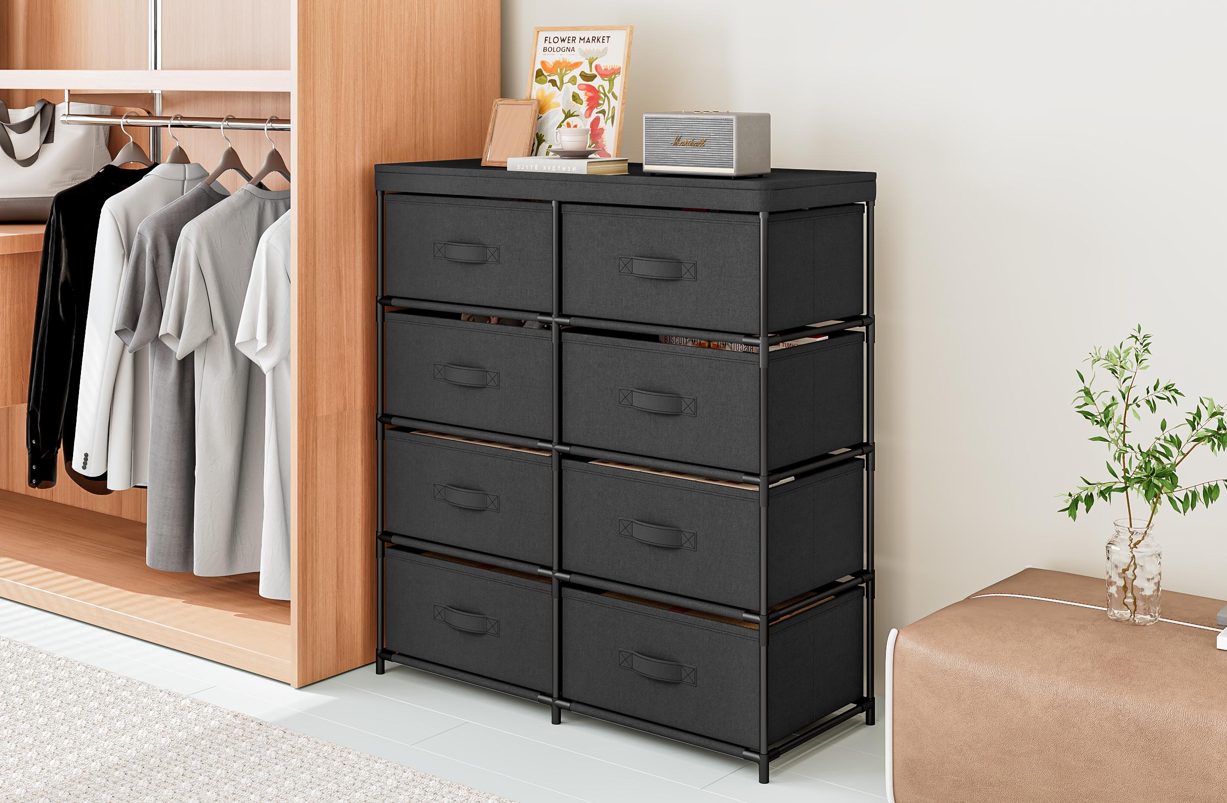 Wardrobe For Bedroom With 8 Fabric Drawers Storage Cabinet Steel Frame Assembly Closet For Clothes Home Furniture
