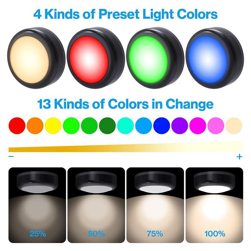LED Puck Light, 3 Counts Battery Powered Dimmable Under Cabinet Light with 1 Wireless Remote Control & Dimmer & Timmer, Novelty Lighting for Closet Bedroom Kitchen, Indoor Lighting, Color Changing Lights