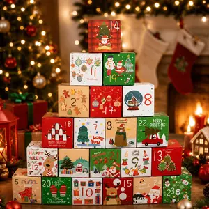 21-Piece Christmas Advent Calendar Candy Box Set, Numbered Countdown Gift Boxes, Perfect for Holiday Gifts, Festive Treats for Kids and Adults