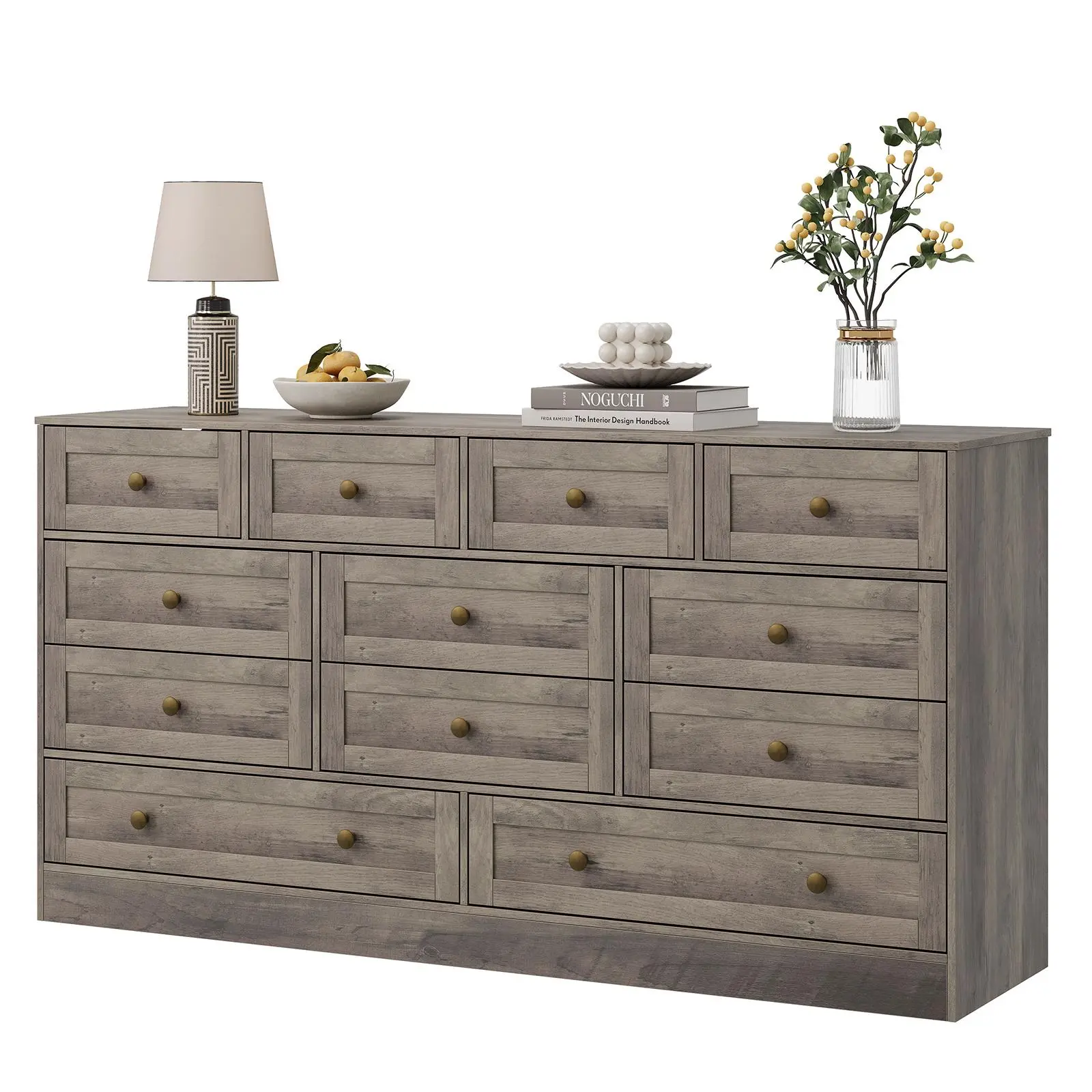 Modern 12-Drawer Wooden Dresser for Bedroom – Wide Chest of Drawers, Clothes Organizer & Storage Cabinet, TV Stand for up to 65 Inch TV, Black or White Finish