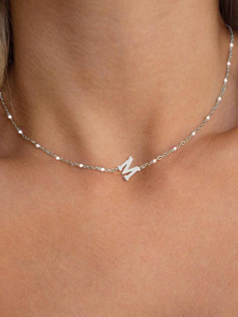 Women's Elegant Letter Charm Design Adjustable Lobster Closure Pendant Necklace, 2024 New Style Fashion Jewelry for Party, Trendy All-match & Exquisite Jewelry As Anniversary Gift, Non Tarnish Jewelry