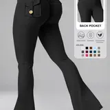 Women's Sporty High Waist Skinny Trousers with Pockets, High Waisted Pocket, Comfortable Yoga Pants for All Seasons, Ideal for Running and Gym, Gym Workout Bottoms