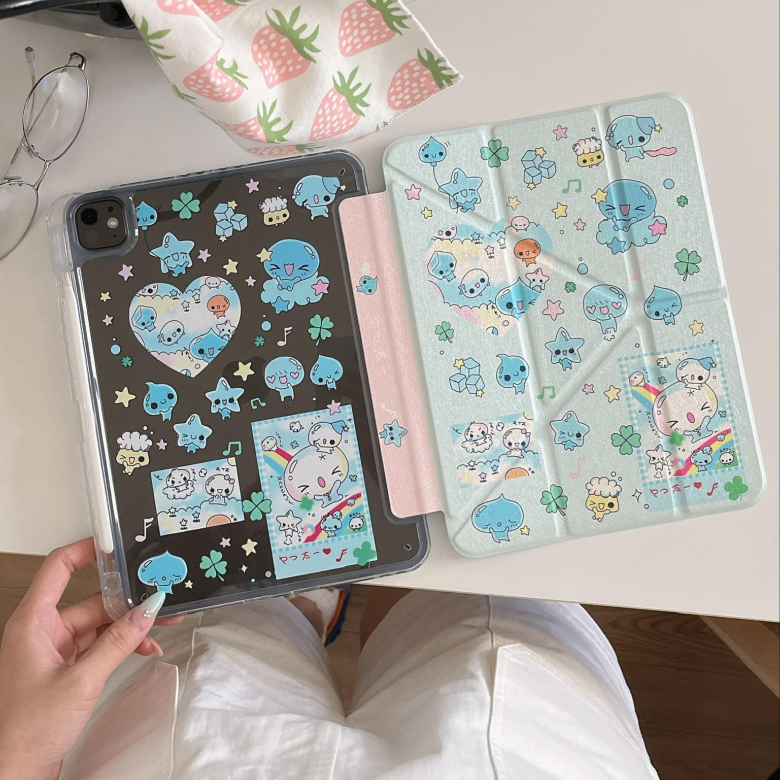 Summer Waterdrop iPad Case for 11th Gen, Lightweight and Thin Design, Pencil Slot, Drop Resistant for Mini 7/6 and Air 7/6, Tablet Casing