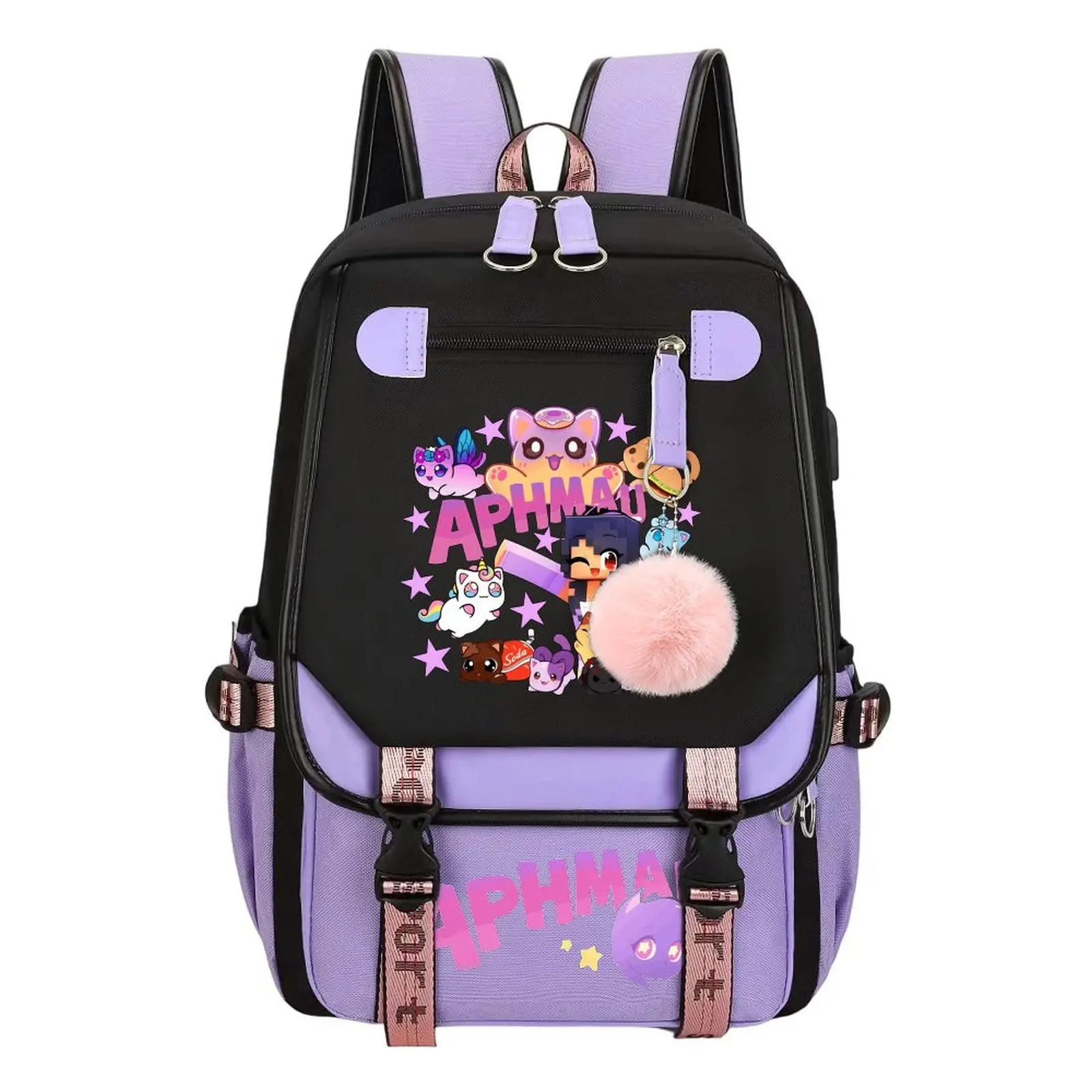 Cartoon Cat Print School Backpack for Boys & Girls, 18.1" Large Capacity Water-Resistant with Laptop Pocket for Camping & Back to School Birthdays, Back To School Haul, Kids Backpack