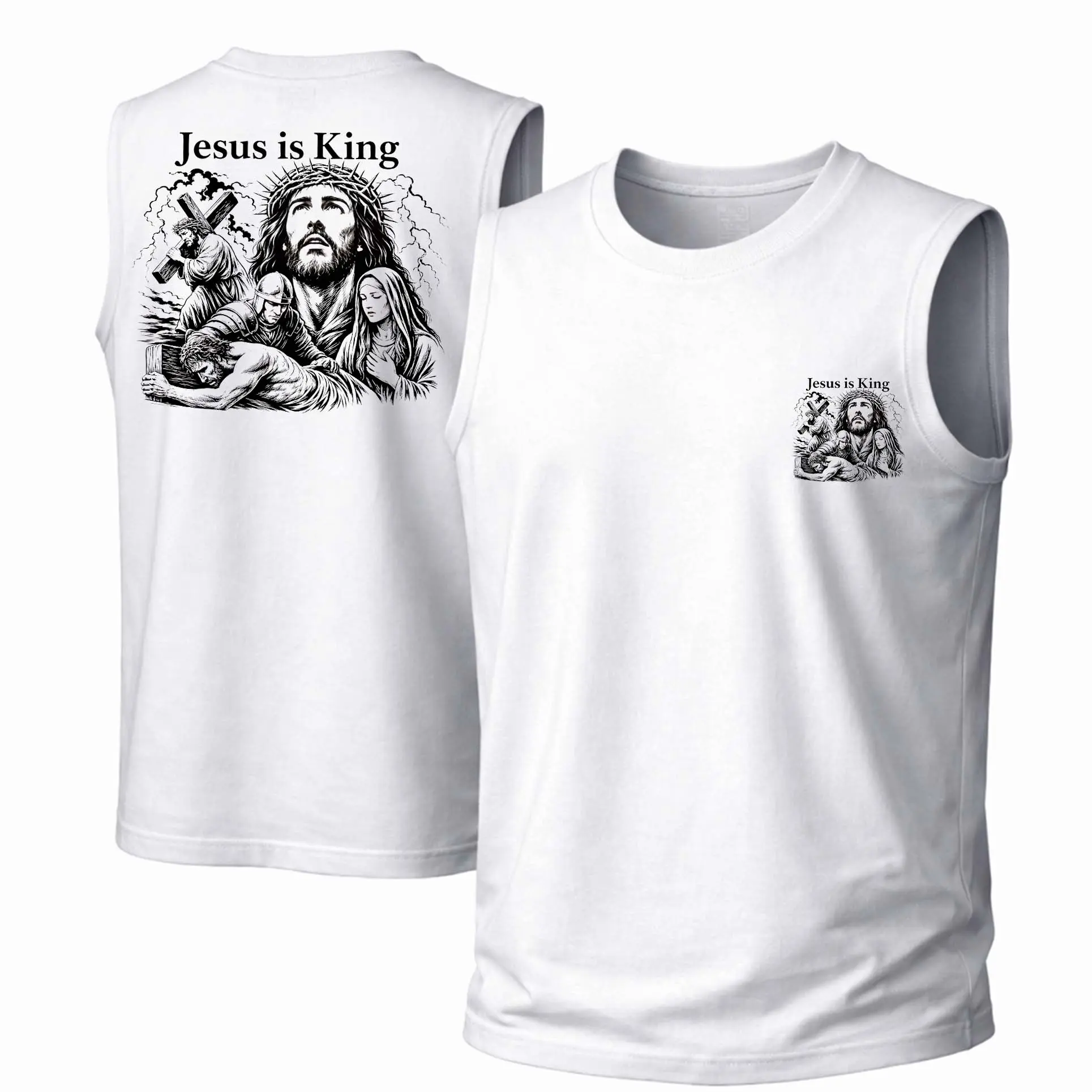 Streetwear Art Print Tank Top in Soft Cotton, Unisex Loose-Fit Menswear Garment for Outdoor & Daily Wear, Graphic, Hand Wash, All-Season, Breathable