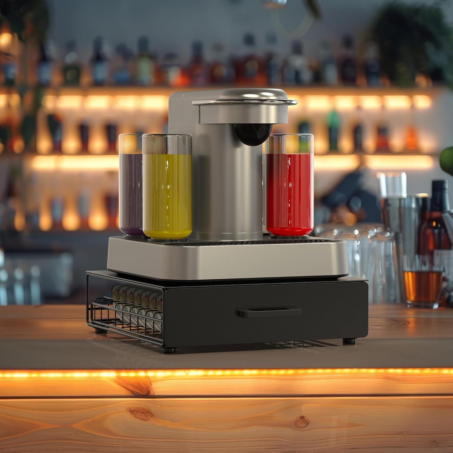 Storage Drawer for Bartesian Capsules, Stackable  Pod Holder for Bartesian  Machine Compatible with Bev by   Machine - Black/40 Pods Capacity