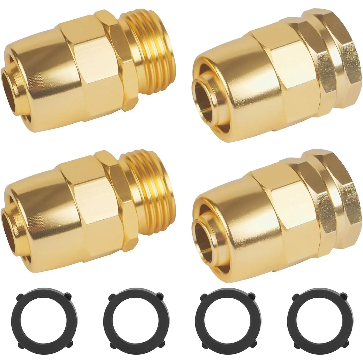 2 Set Garden Hose Repair Kit, for 5/8" Water Hose End Coupler  |  Alloy Hose Connector-5/8 Inch Garden Hose Repair Fittings, Male and Female End Hose Mender, with Rubber Washers