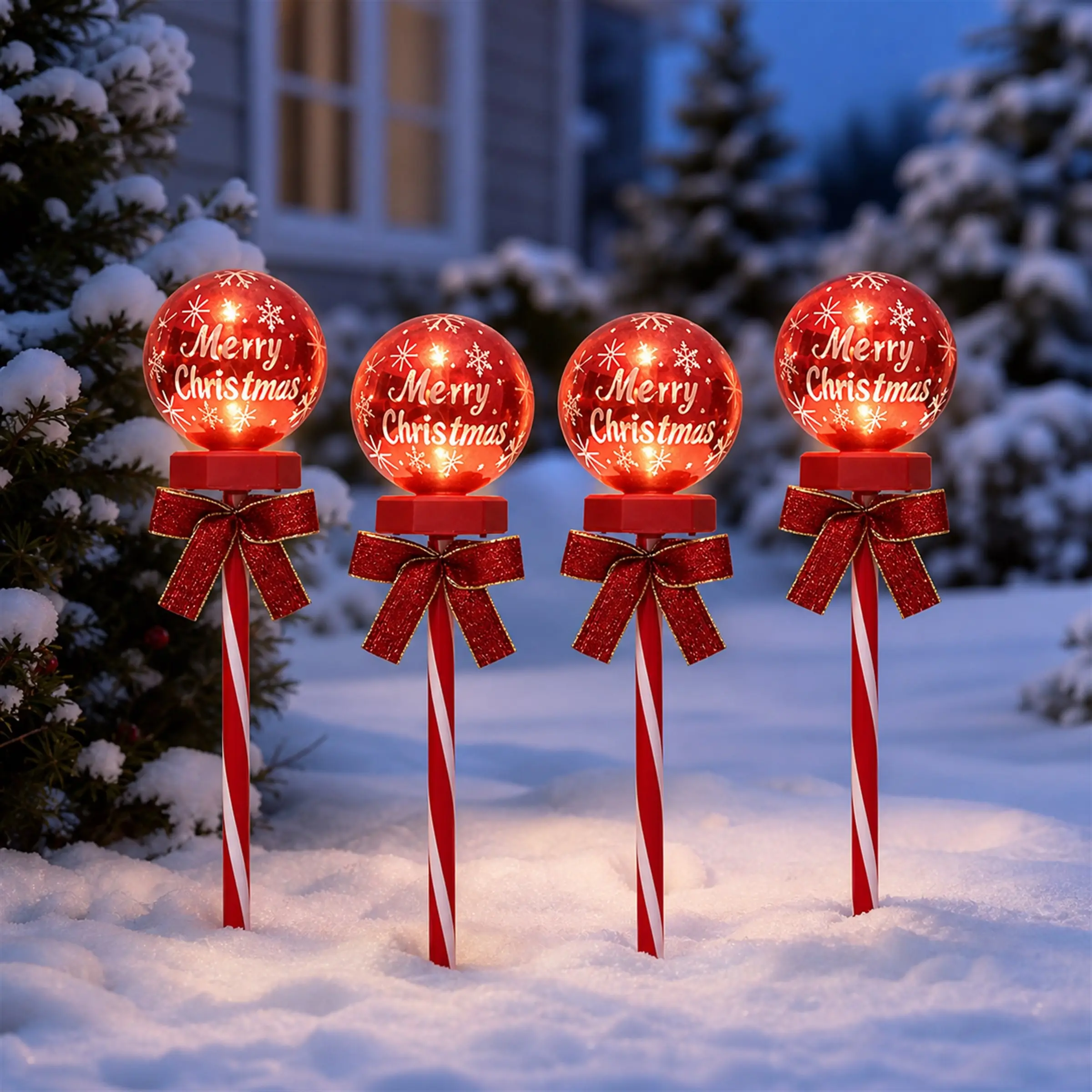 Solar Christmas Decoration Ball Stake Light, Ip65 Waterproof Lawn Lamp, PVC Material, Outdoor Garden Decor, Festive Atmosphere Lighting