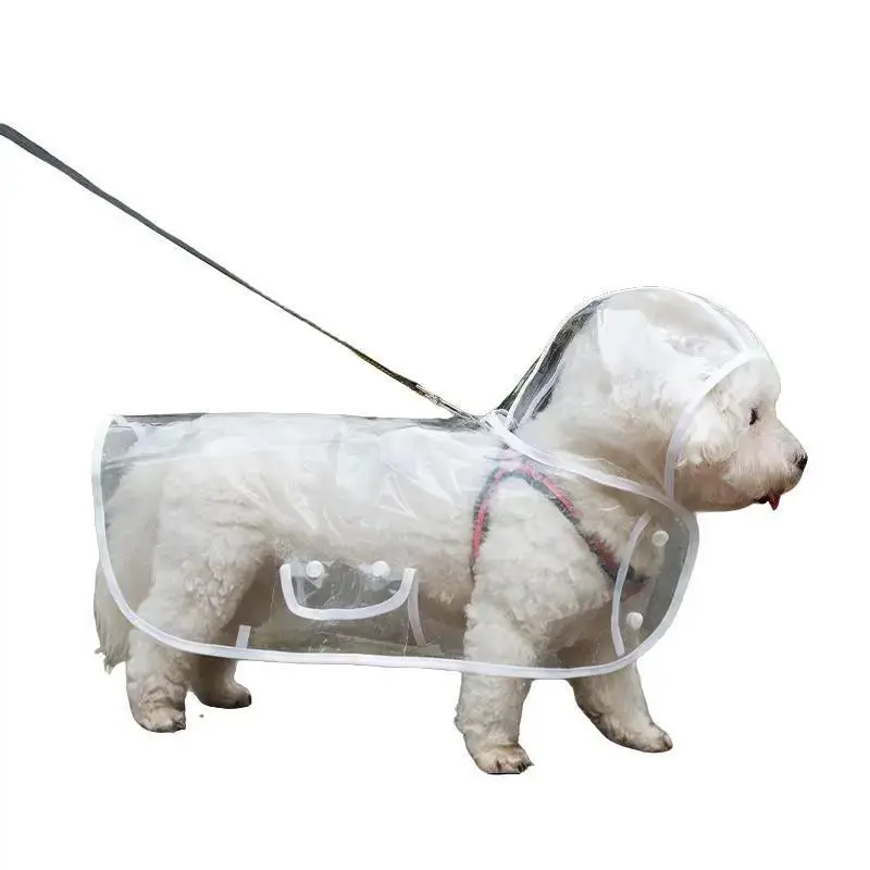 Transparent PVC Dog Raincoat with Hood, Full Waterproof Button-Up Pet Rain Jacket, Lightweight Clear Hooded Rain Poncho, Outdoor Apparel for Small Medium Dogs Walking Hiking Travel