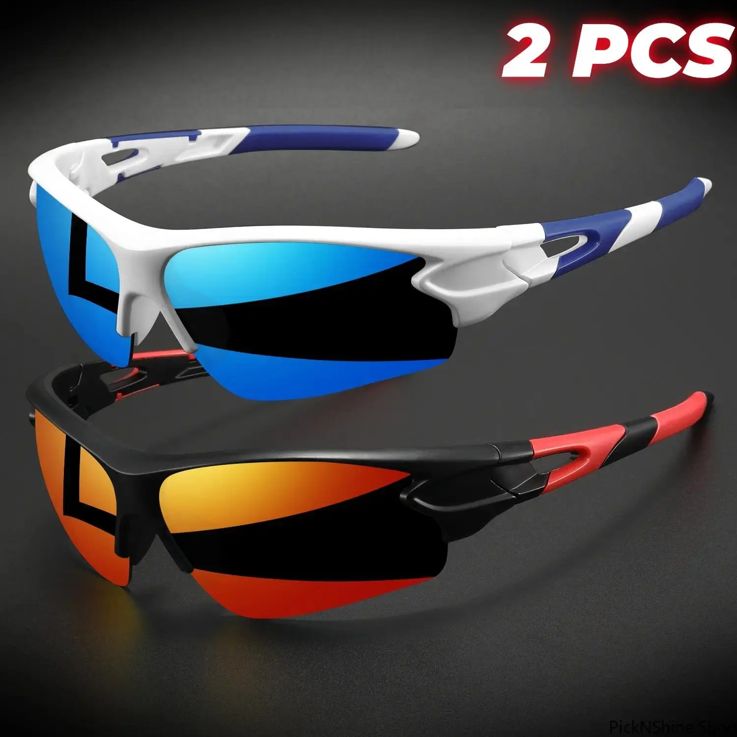 2 Pcs-c Unisex Semi-Rimless Wraparound Outdoor Sport Sunglasses - Lightweight UV400 Antifogging Non-Prescription Eyewear, Eyewear Fashion for Women, Men's Sunglasses, Ideal for Cycling, Hiking