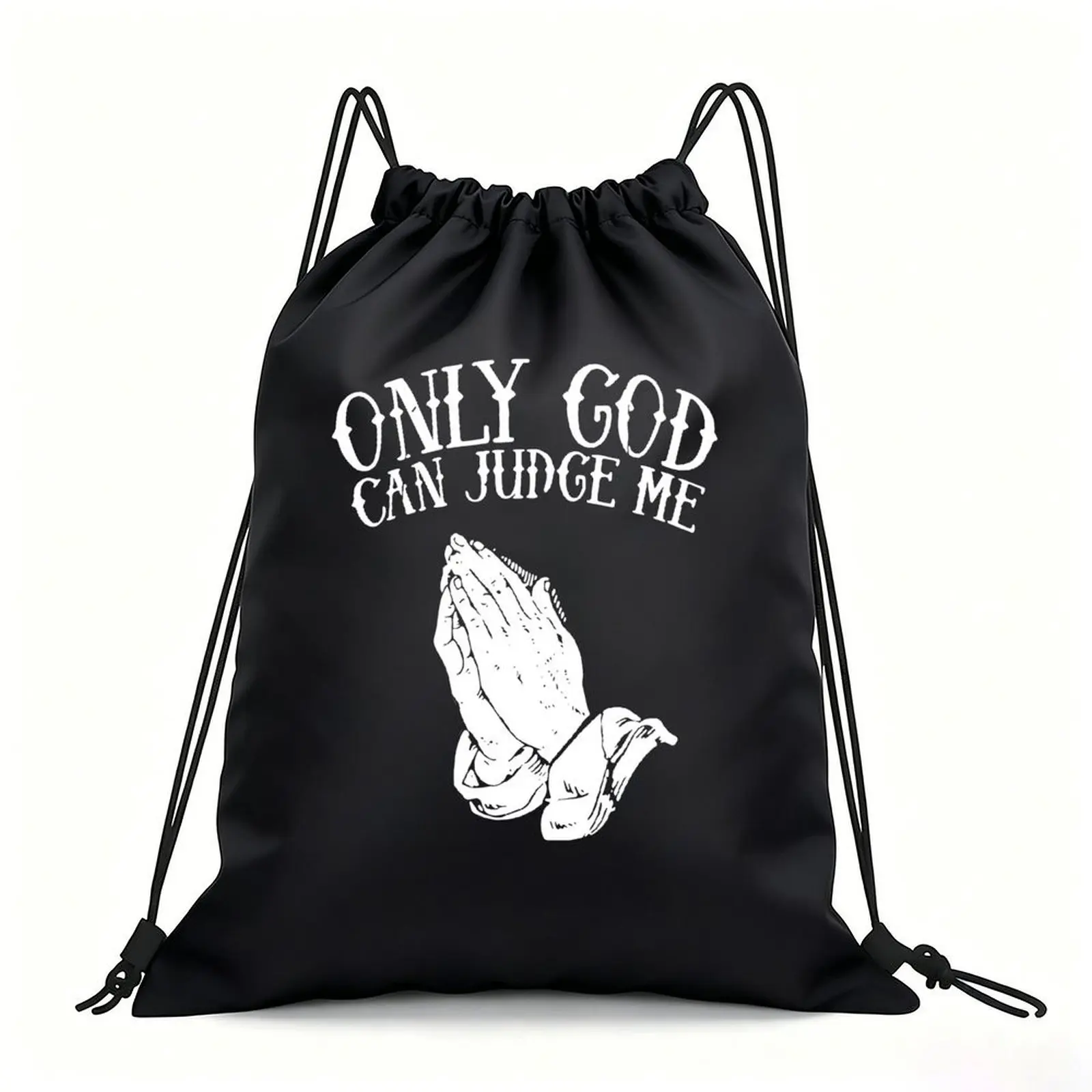 Portable Drawstring Sack Bag with Custom Graphic Print, Waterproof Polyester String Backpack for Gym Workout Swimming Hiking